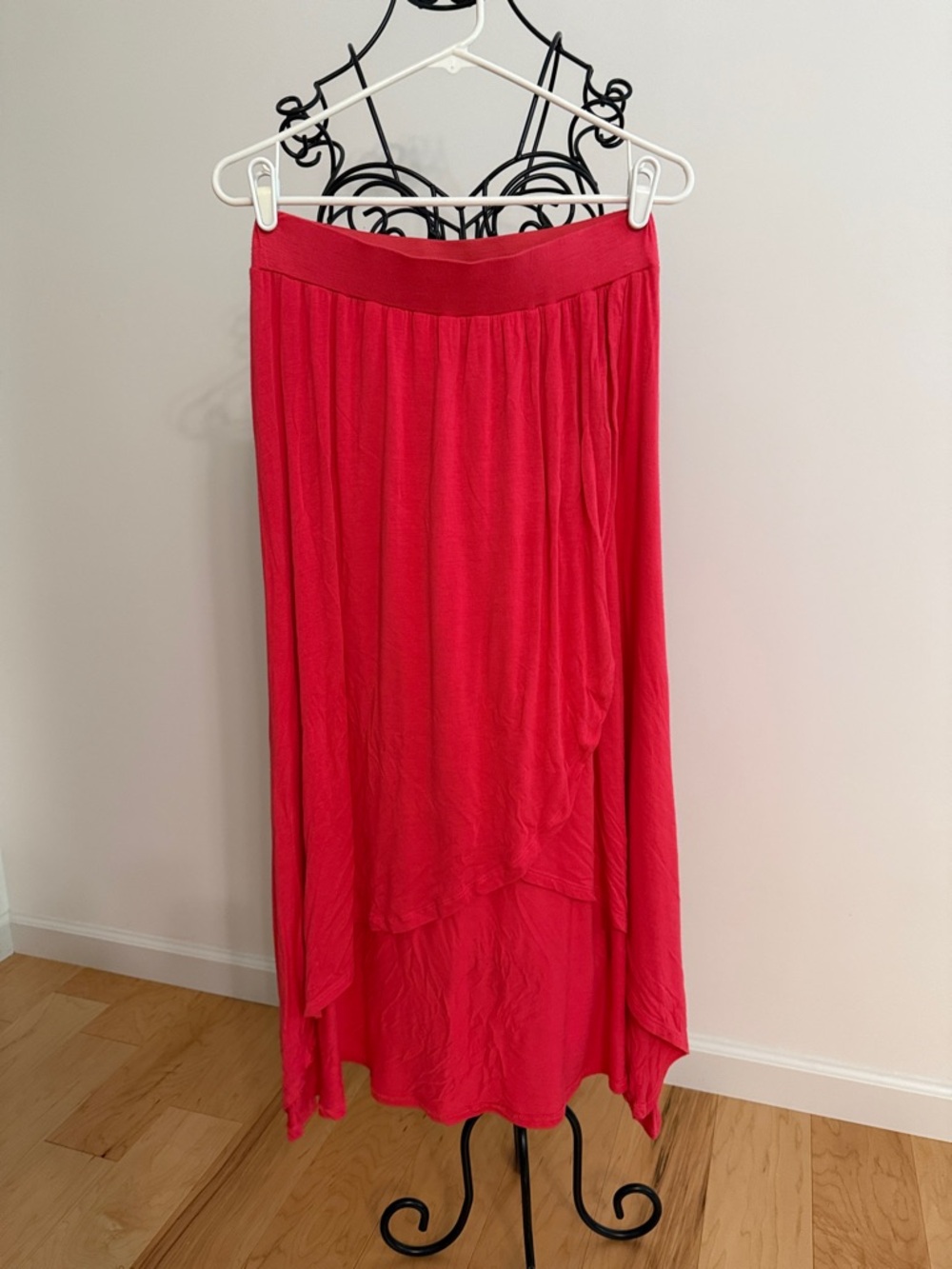 Women's Asymmetric Coral Maxi Skirt
